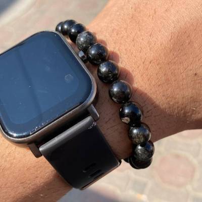 Black Tourmaline Beaded Elastic Bracelet
