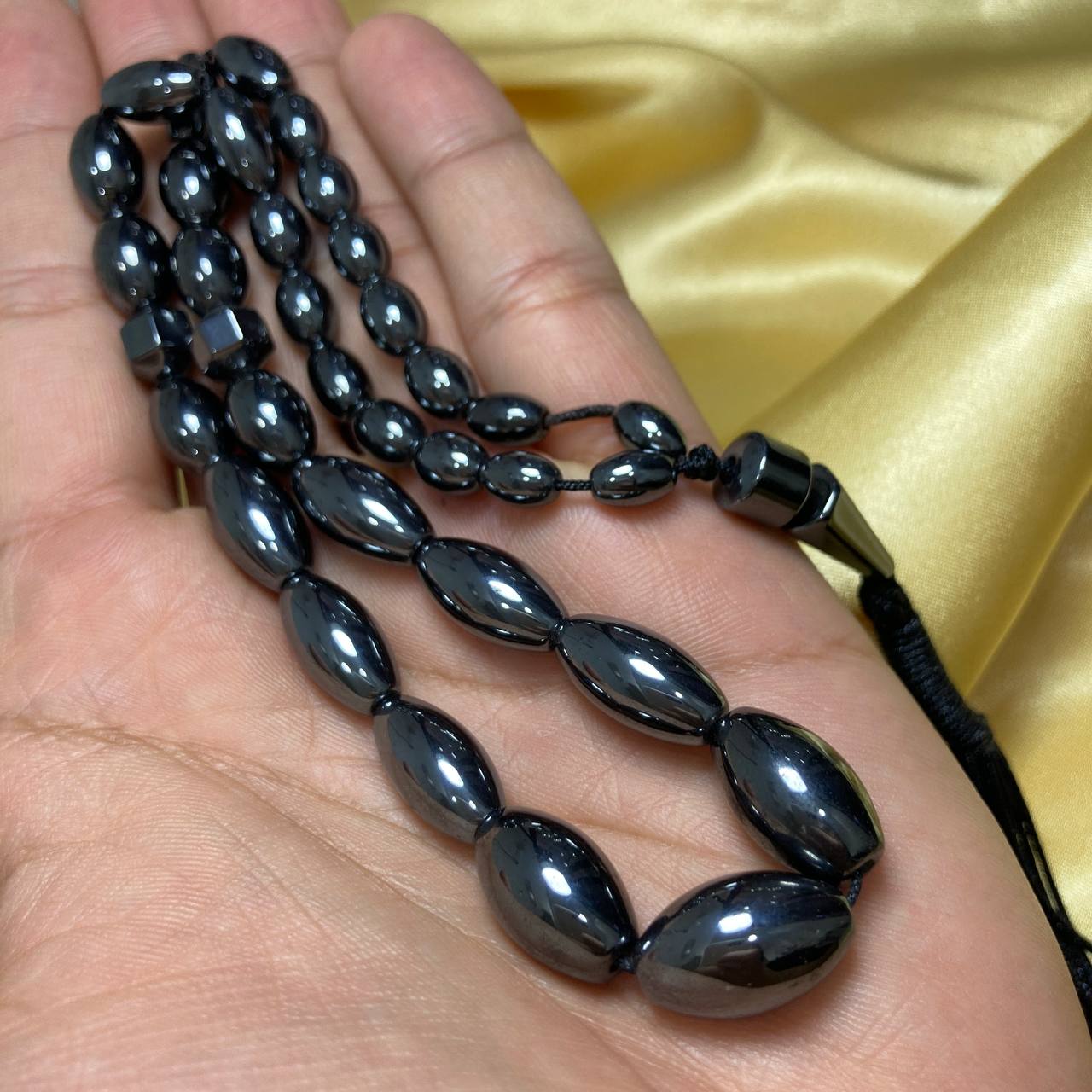 Hematite 33 Beads Rosary - Olive Cut