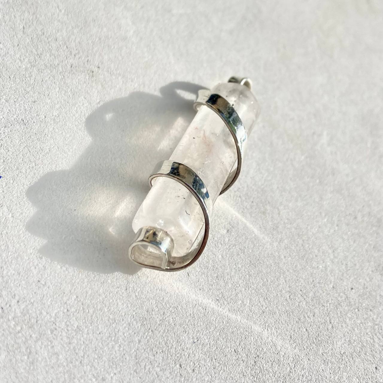 Quartz Spiral Silver Pendant