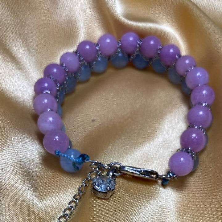 Aquamarine & Lavender Amethyst Double Row Bracelet