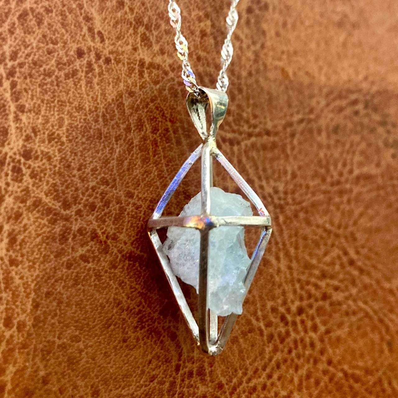 Aquamarine Raw Cage Pendant