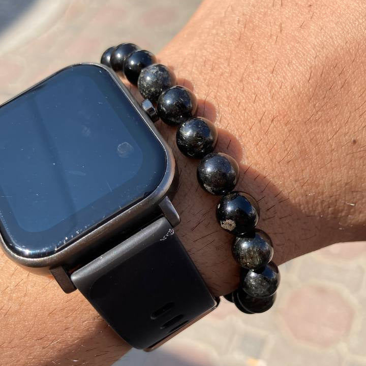 Black Tourmaline Beaded Elastic Bracelet
