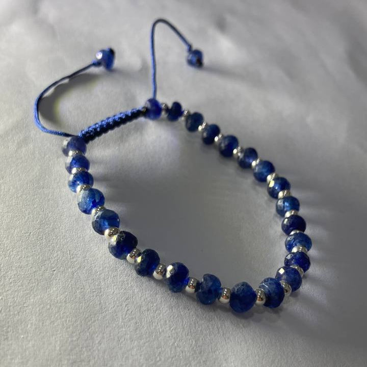 Natural Blue Sapphire Bracelet - Silver Joints