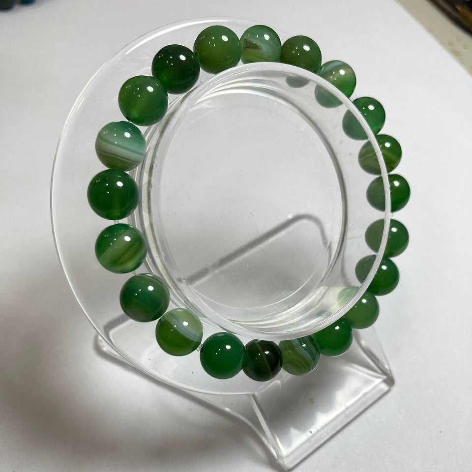 Green Agate Beaded Elastic Bracelet