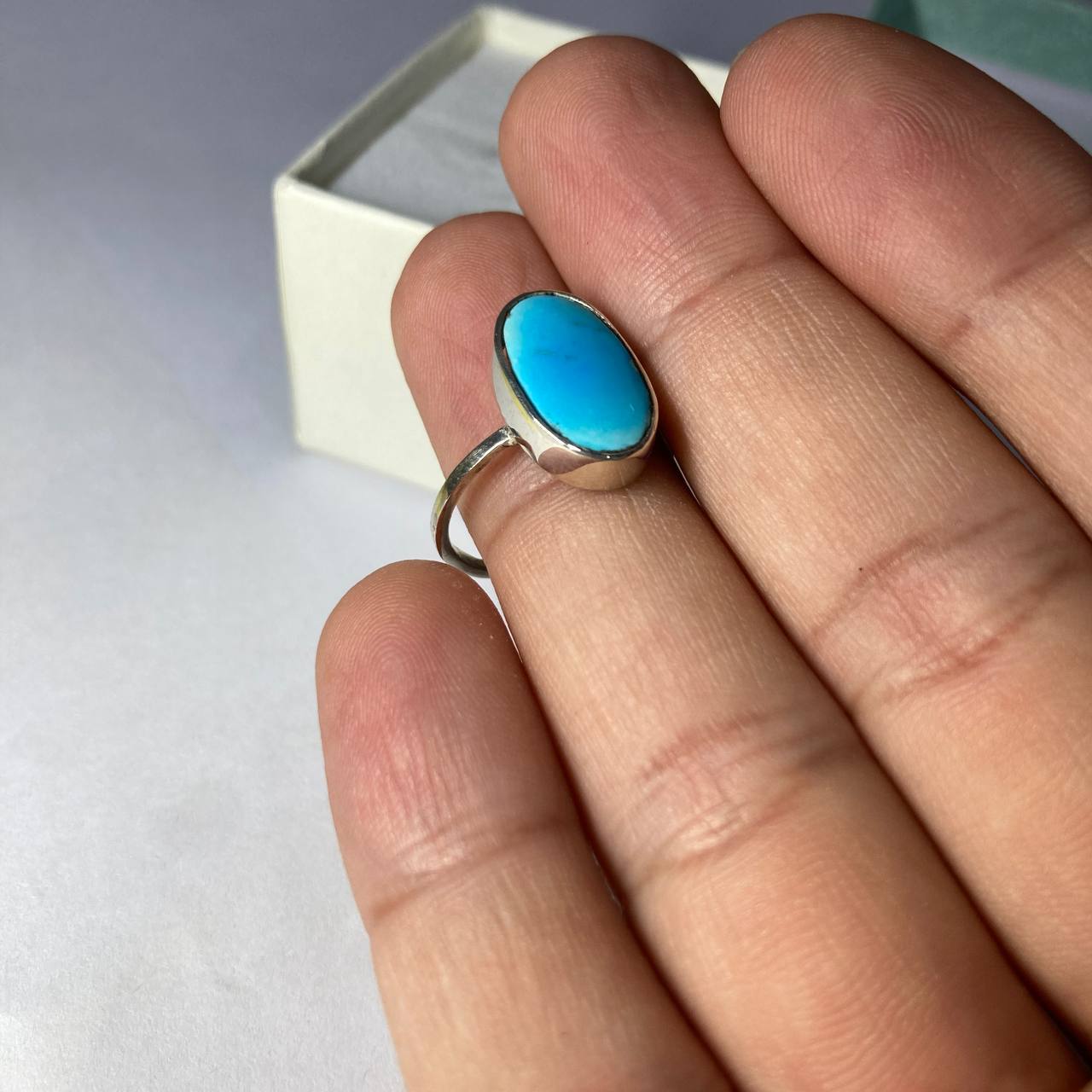 Neyshabur Turquoise Handmade Silver Ring 5ct