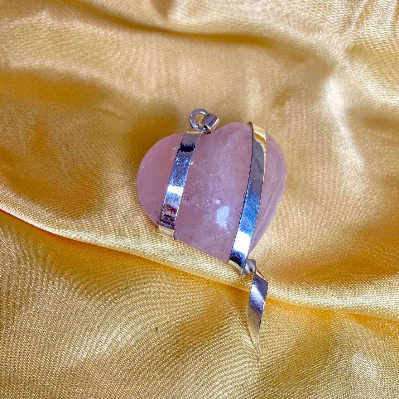 Heart Shape Rose Quartz Pendant with Silver