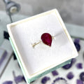 Natural Ruby Teardrop Silver Ring 925