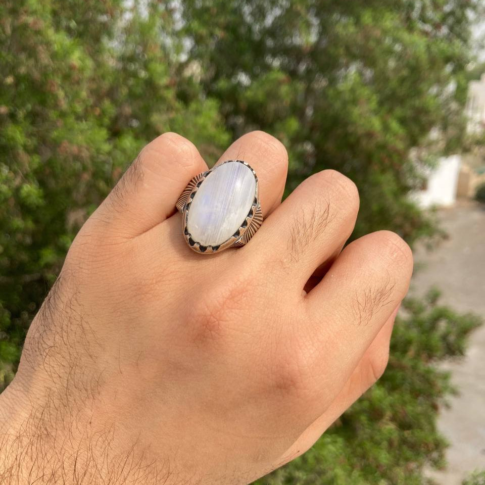Moonstone Men's Silver Ring