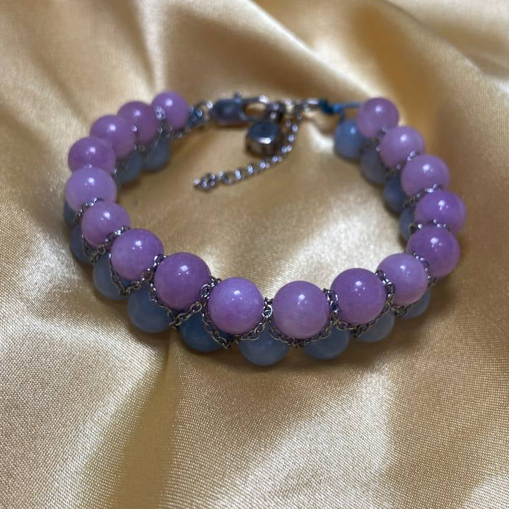 Aquamarine & Lavender Amethyst Double Row Bracelet