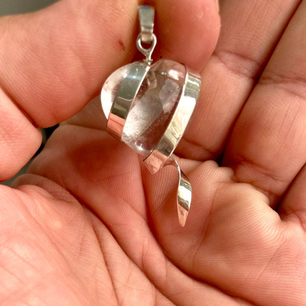 Heart Shape Quartz Pendant with Silver