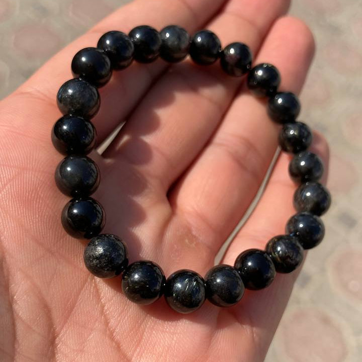 Black Tourmaline Beaded Elastic Bracelet