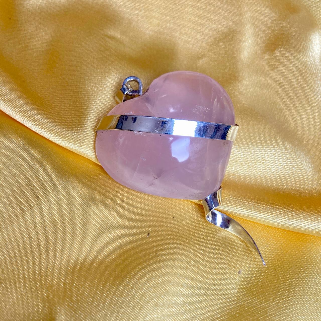 Heart Shape Rose Quartz Pendant with Silver