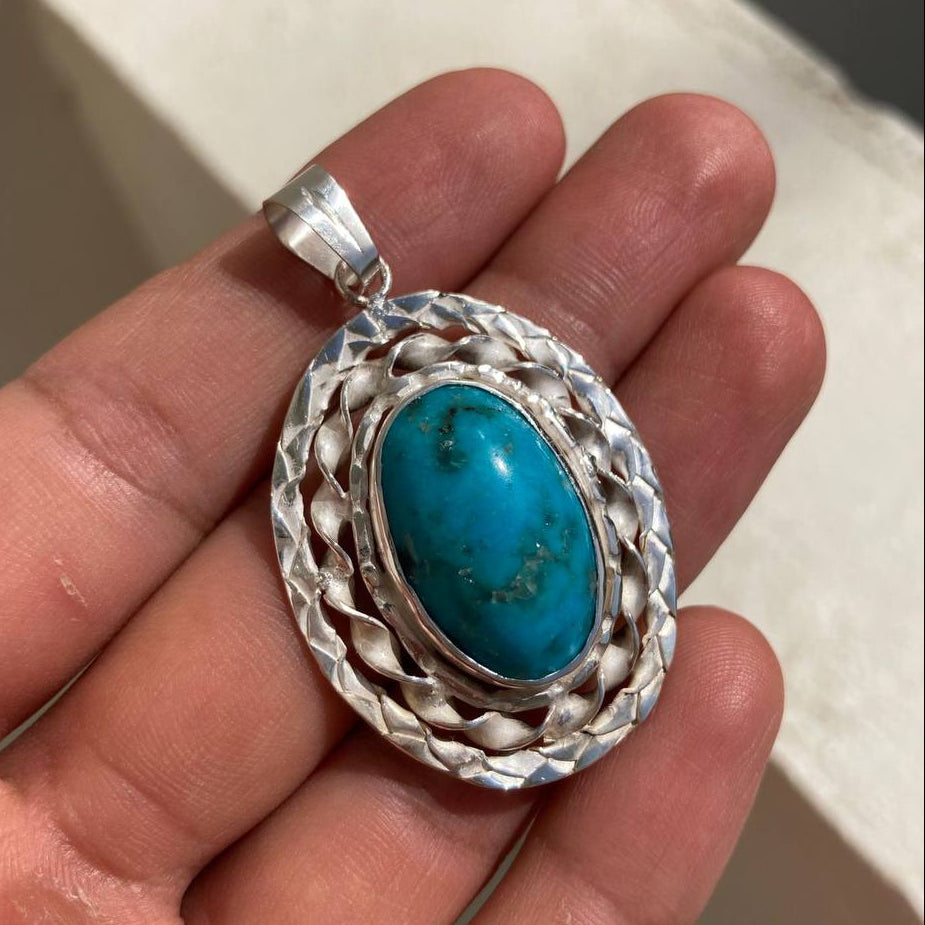 Iranian Turquoise Silver Pendant