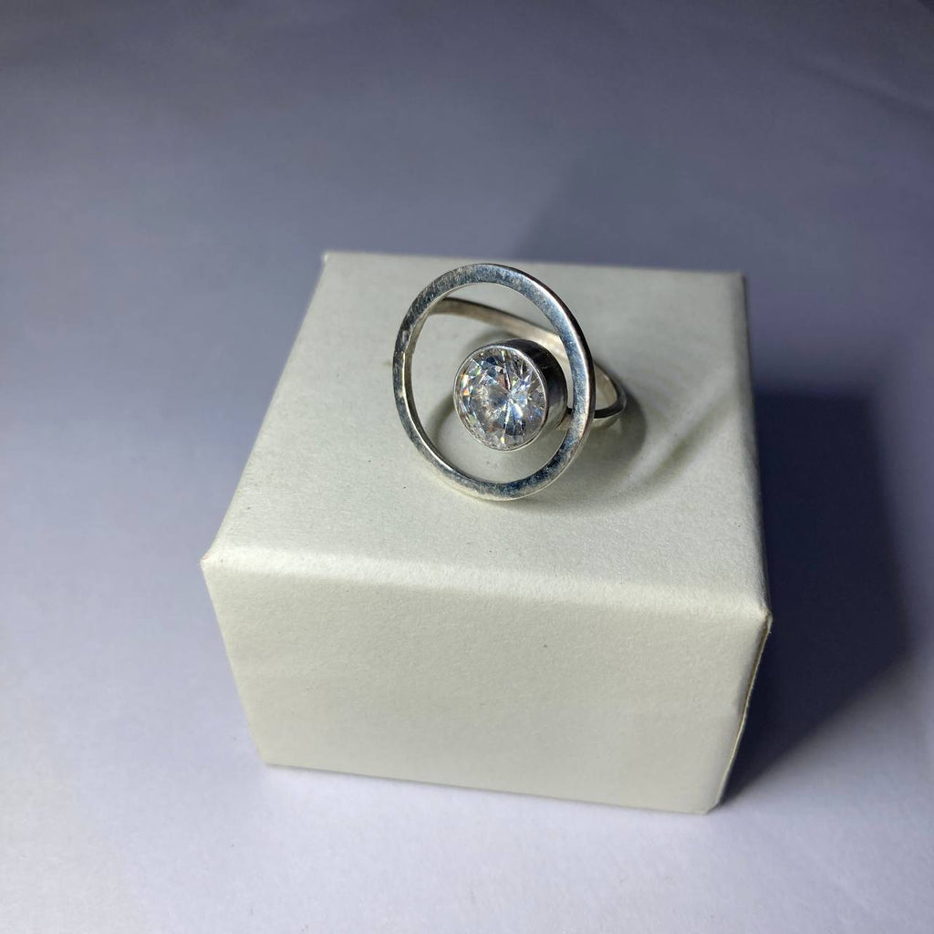 Moissanite Galaxy Design Handmade Silver Ring 3.6ct