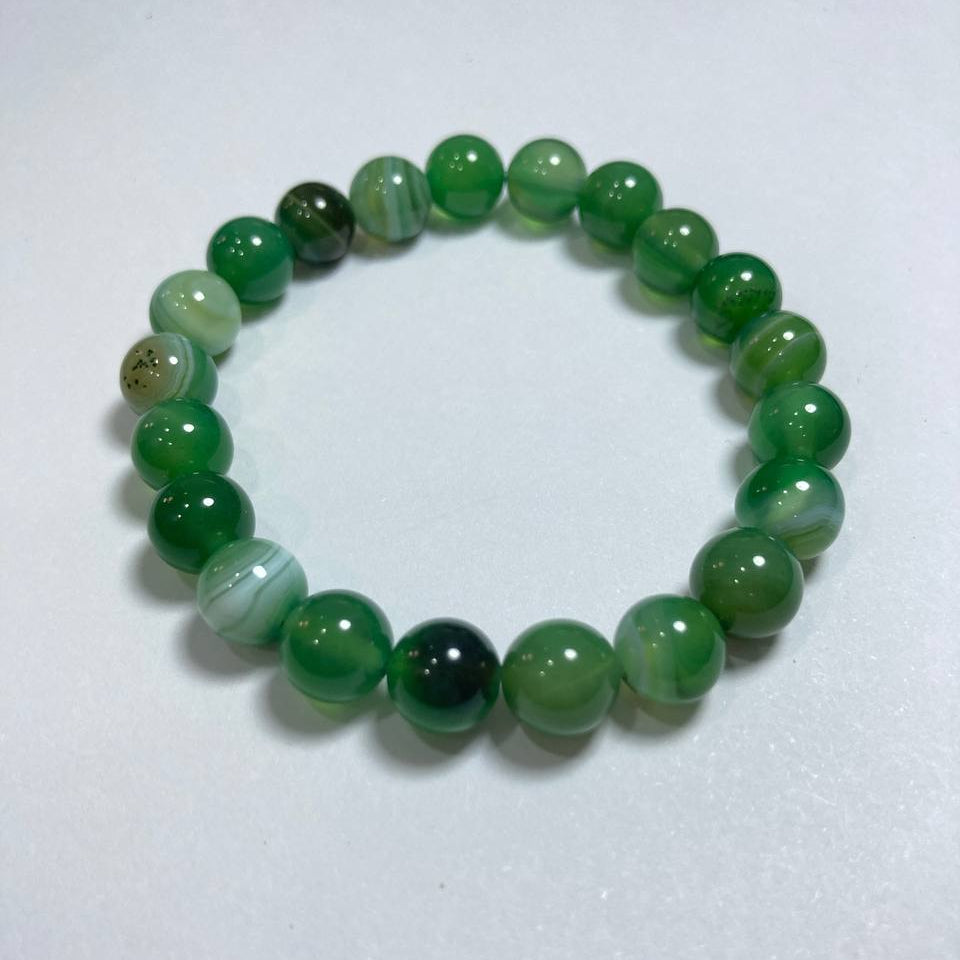 Green Agate Beaded Elastic Bracelet