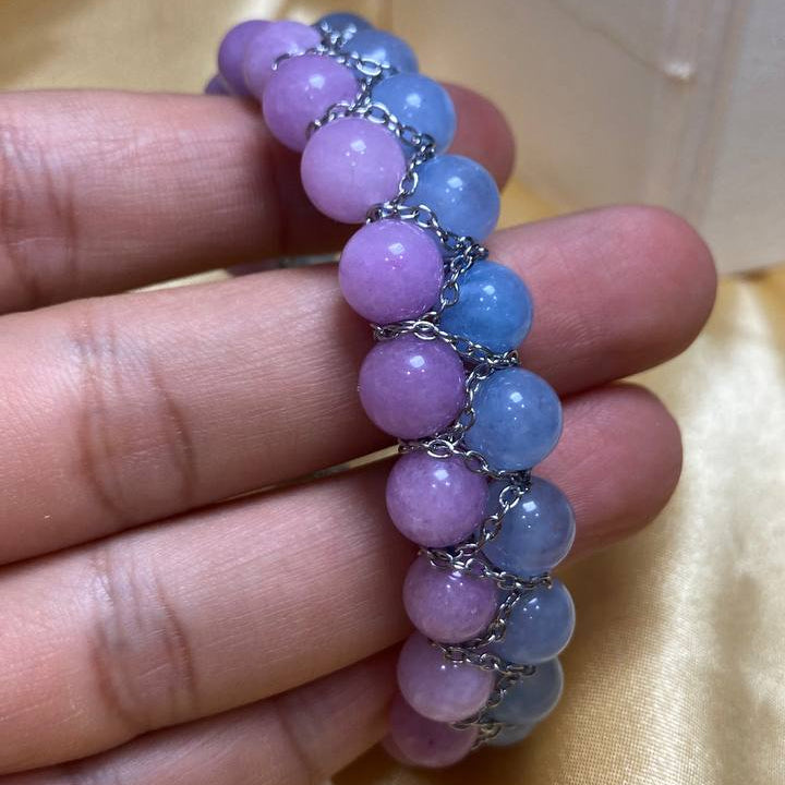 Aquamarine & Lavender Amethyst Double Row Bracelet