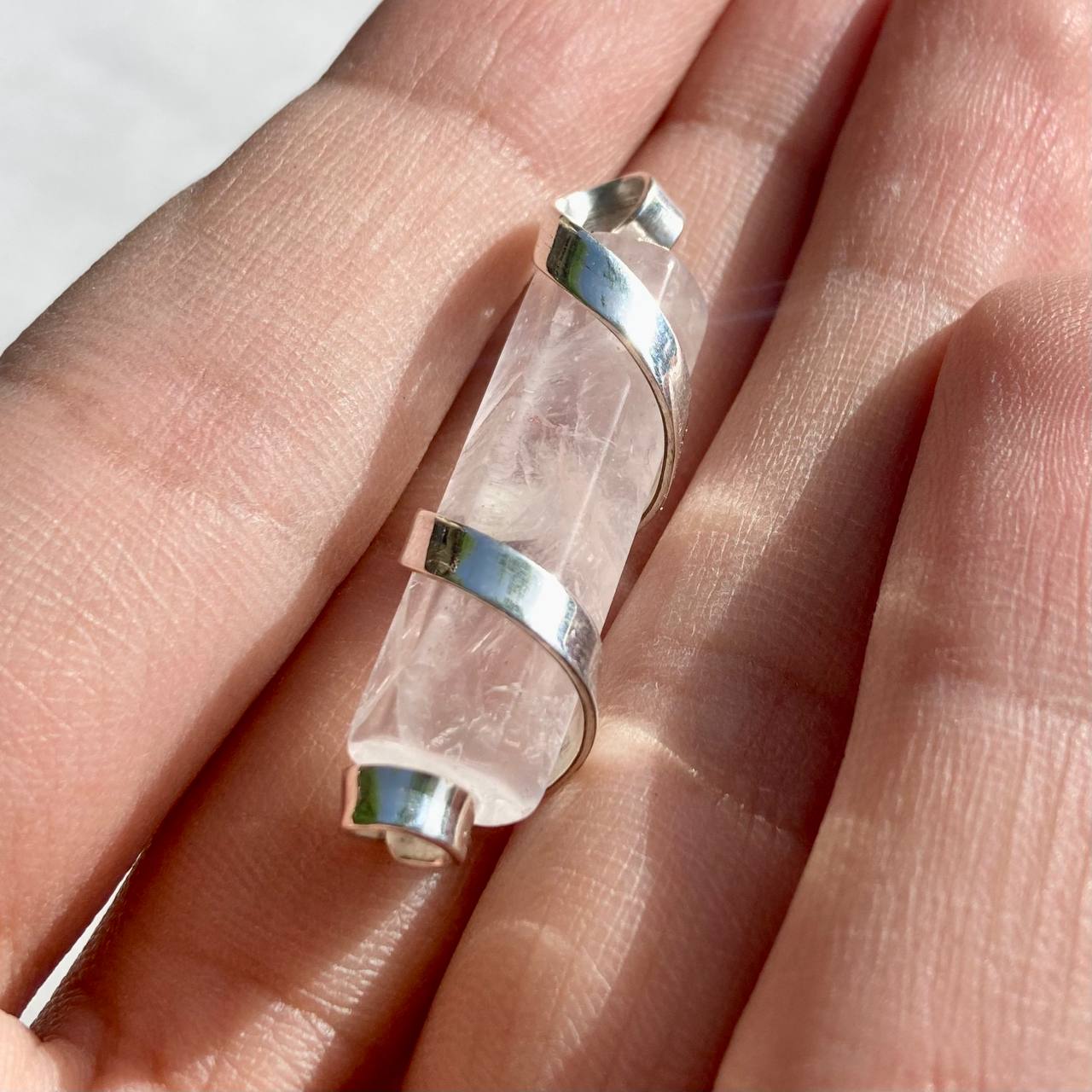 Quartz Spiral Silver Pendant