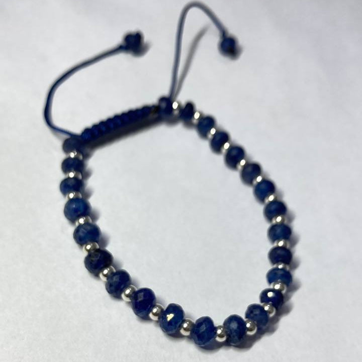 Natural Blue Sapphire Bracelet - Silver Joints