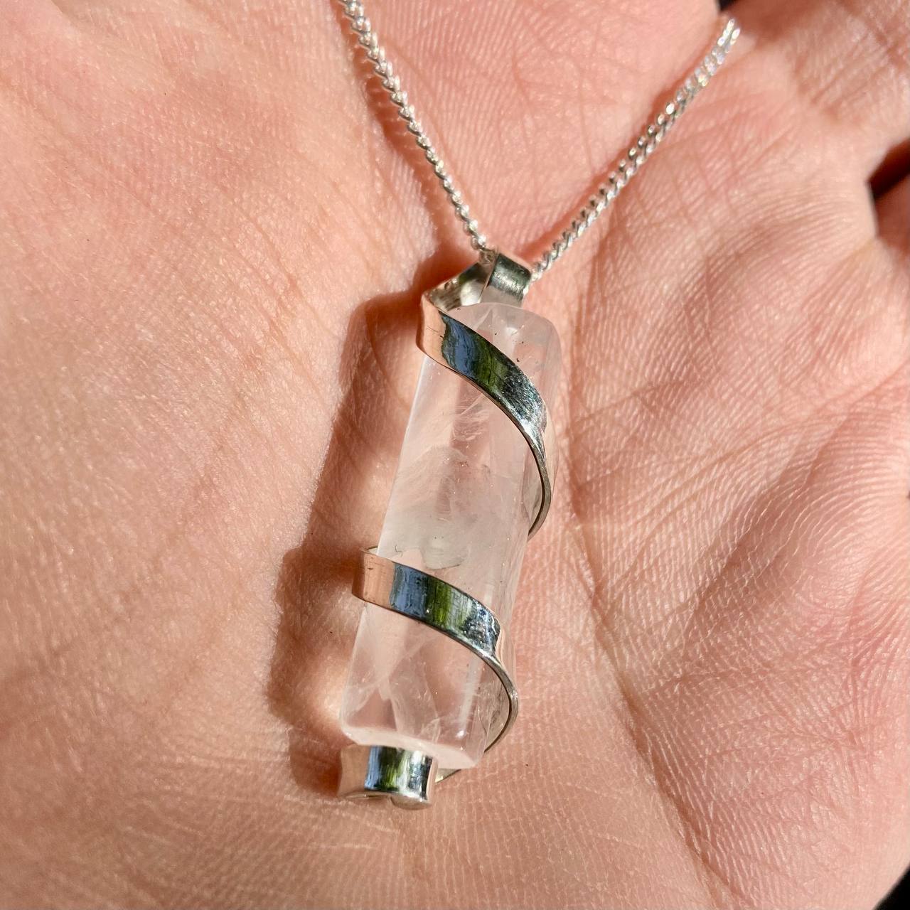 Quartz Spiral Silver Pendant