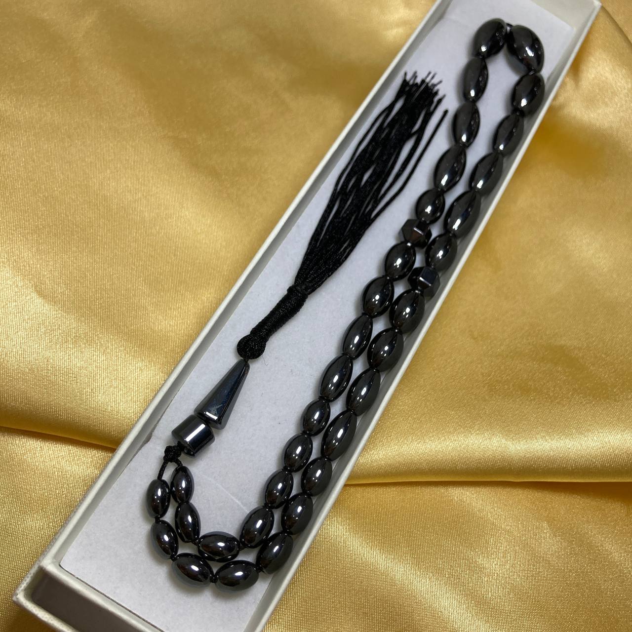 Hematite 33 Beads Rosary - Olive Cut