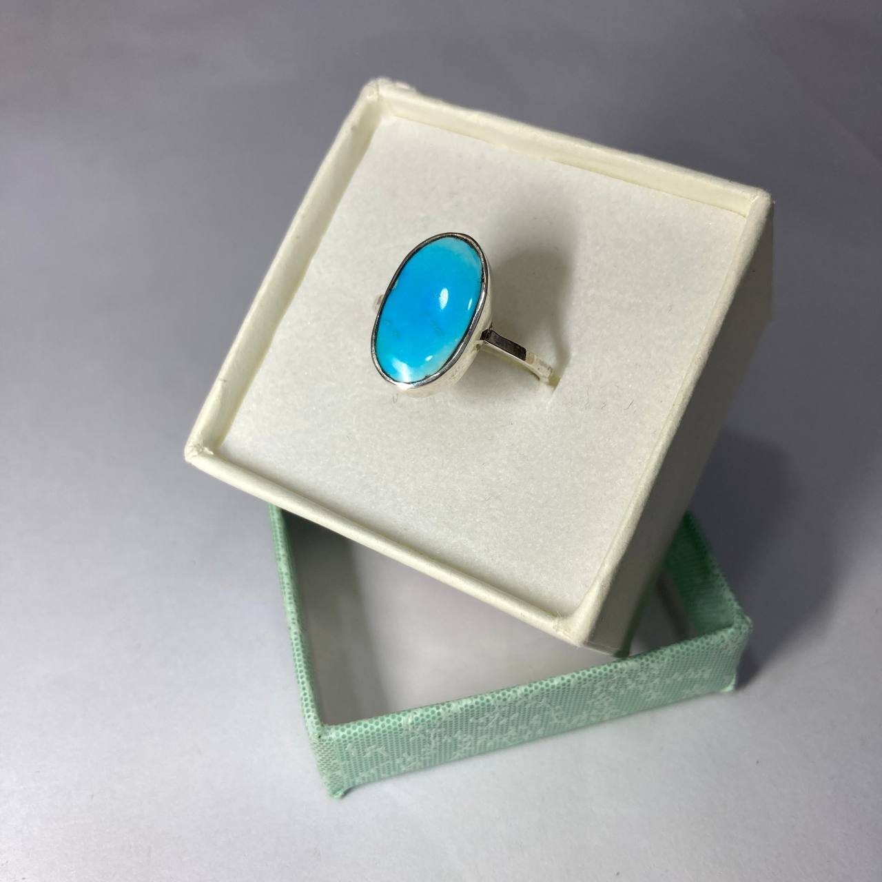 Neyshabur Turquoise Handmade Silver Ring 5ct