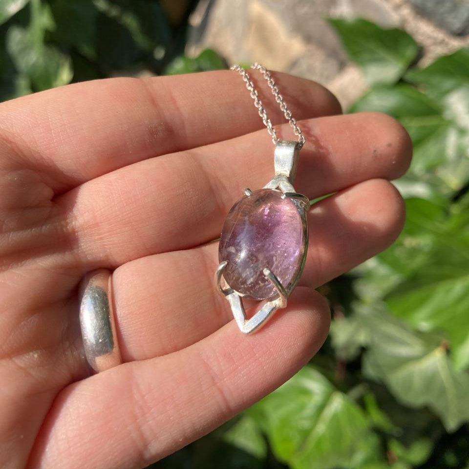 Amethyst Rhombus Silver Pendant