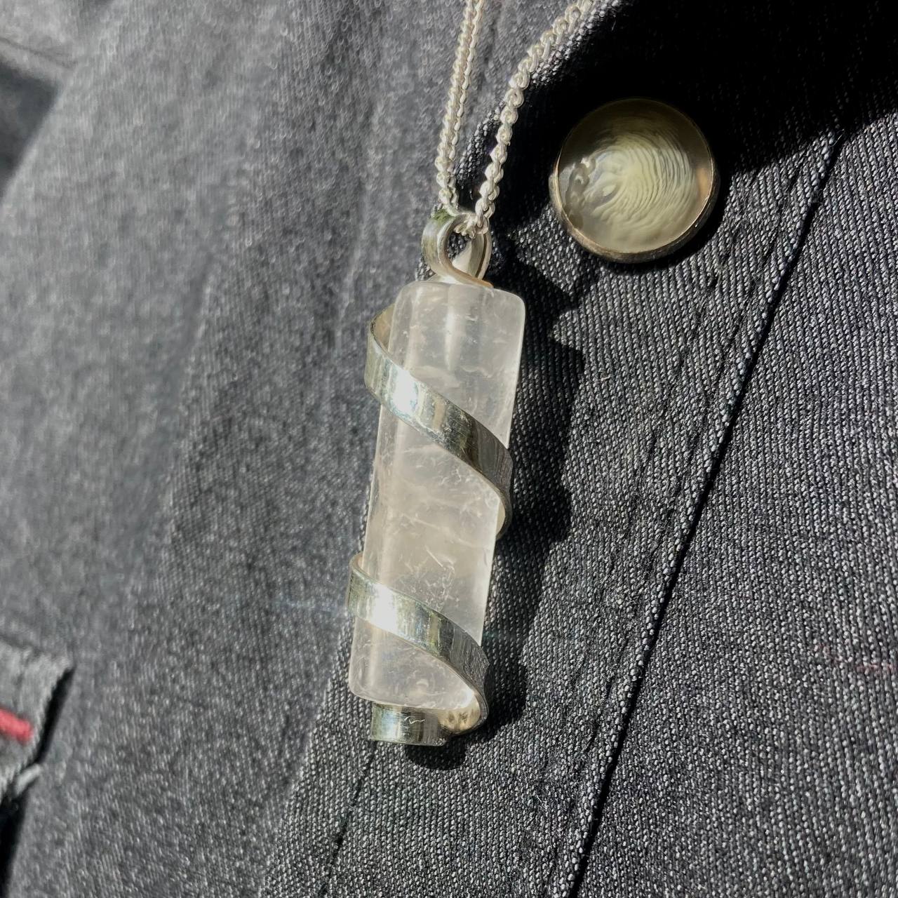 Quartz Spiral Silver Pendant