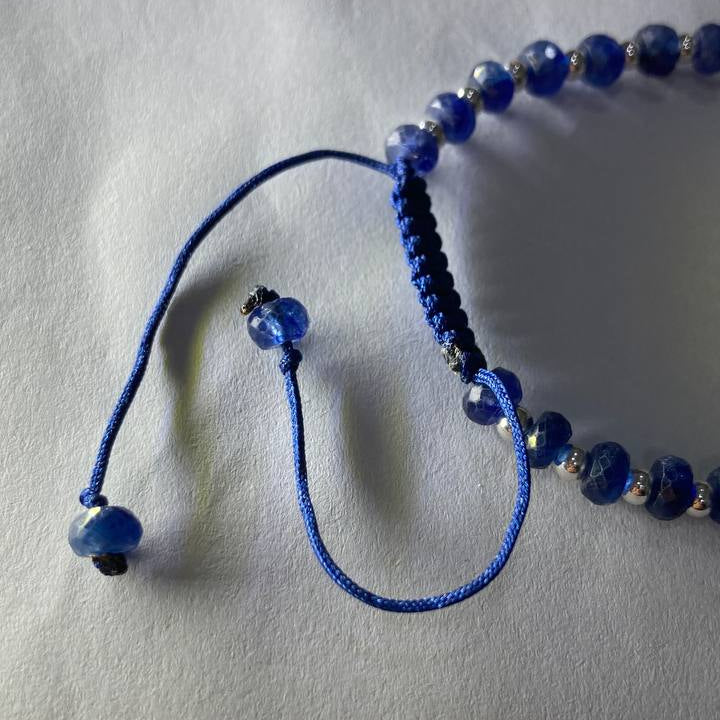 Natural Blue Sapphire Bracelet - Silver Joints