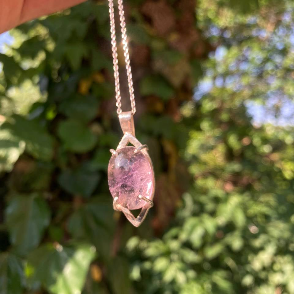 Amethyst Rhombus Silver Pendant