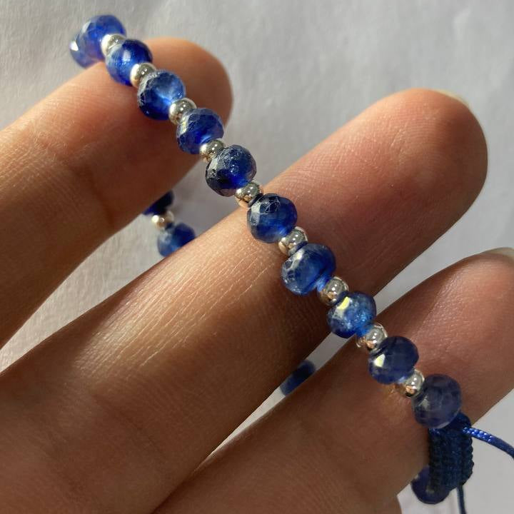 Natural Blue Sapphire Bracelet - Silver Joints